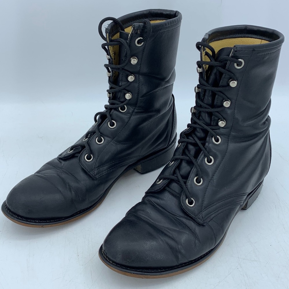 Vtg Laredo Womens 7 Goth Grunge Punk Leather Lace Up Combat Packer Boots Moto